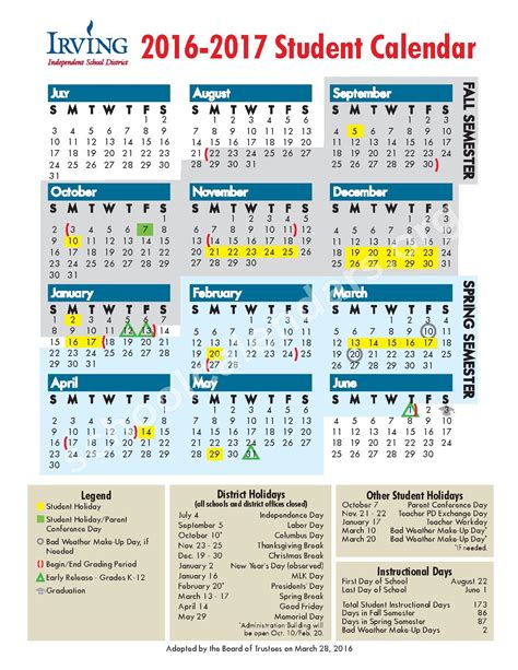 Irving Isd Student Calendar